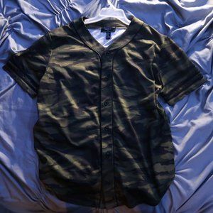 Forever 21 Camo Baseball Button up